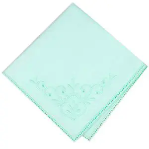 Hanky, Paradise Vine Embroidered Green