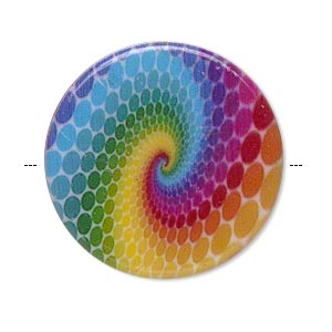 Rainbow Acrylic Flat Bead, 32mm