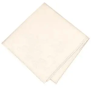 Hanky, Lily of the Valley Embroidered Cream