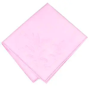 Hanky, Lily of the Valley Embroidered Pink