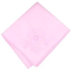 Hanky, Country Bouquet Embroidered Pink