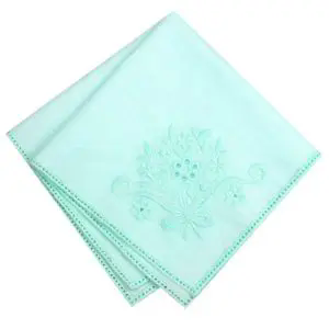 Hanky, Country Bouquet Embroidered Green