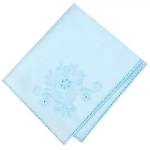 Hanky, Country Bouquet Embroidered Blue