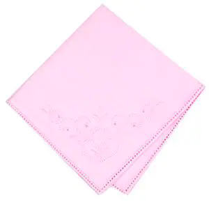 Hanky, Paradise Vine Embroidered Pink