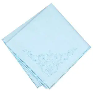 Hanky, Paradise Vine Embroidered Blue