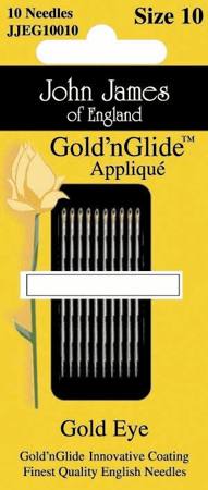John James Gold n Glide Applique Needles, Size 10