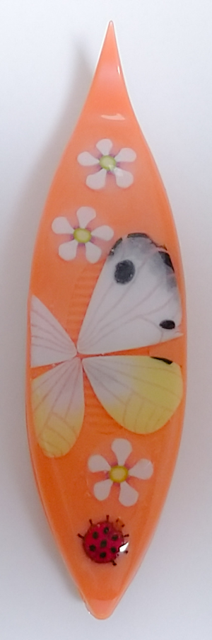 Japanese Tatting Shuttle - Cabbage Butterfly on Orange Shuttle