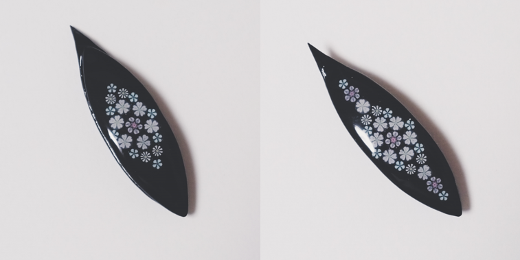 Japanese Tatting Shuttle - Black Flower Garden