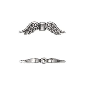 Double Sided Angel Wing Bead, Classic Silver Tone